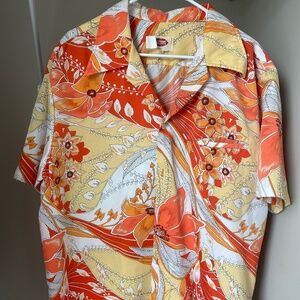VINTAGE XXL POMARE HAWAIIAN ORANGE,  YELLOW AND WHITE
